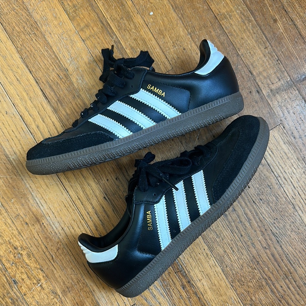 Adidas Samba Women’s Black with White Stripes Athletic Sneaker